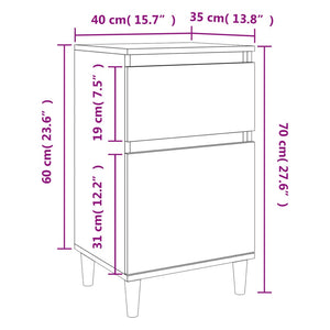 Comodini 2 pz Grigio Sonoma 40x35x70 cm