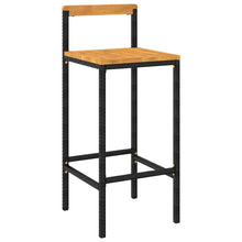 Laden Sie das Bild in den Galerie-Viewer, Sgabelli da Bar 2pz Neri Polyrattan e Legno Massello di Acacia per esterni