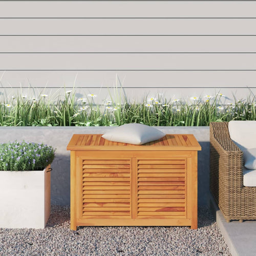 Baule da Giardino 90x50x58cm in Massello di Teak Marrone