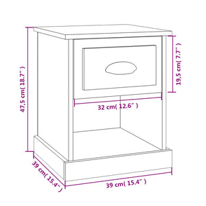 Comodini 2 pz Neri 39x39x47,5 cm in Legno Multistrato