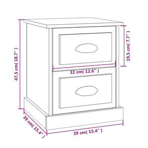 Comodini 2 pz Neri 39x39x47,5 cm in Legno Multistrato