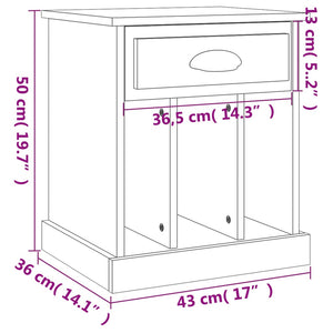 Comodini 2 pz Grigio Sonoma 43x36x50 cm