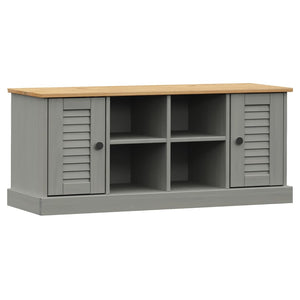 Panca Portascarpe 2 antine Grigia VIGO 106x35x45 cm Legno Massello Pino