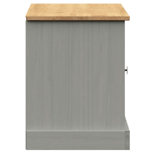 Panca Portascarpe 2 antine Grigia VIGO 106x35x45 cm Legno Massello Pino