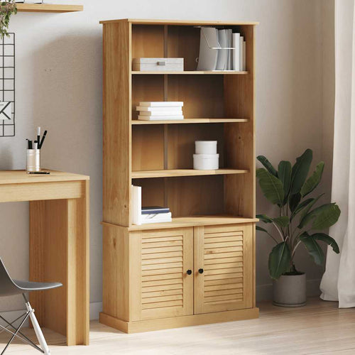 Libreria con 2 Ante 85x35x170 cm in Massello di Pino