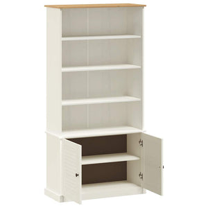 Libreria con 2 Ante 85x35x170 cm in Massello di Pino Bianco