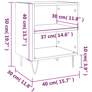 Comodini 2 pz Neri 40x30x50 cm in Legno Multistrato