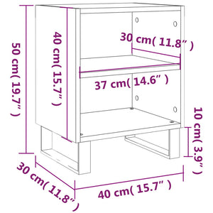 Comodini 2 pz Neri 40x30x50 cm in Legno Multistrato