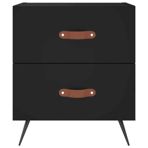Comodini 2 pz Neri 40x35x47,5 cm in Legno Multistrato