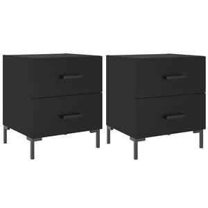 Comodini 2 pz Neri 40x35x47,5 cm in Legno Multistrato