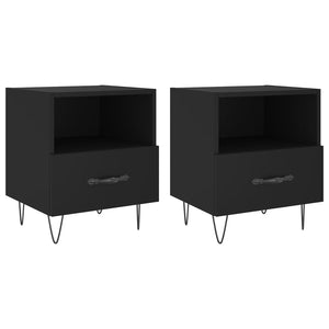 Comodini 2 pz Neri 40x35x47,5 cm in Legno Multistrato