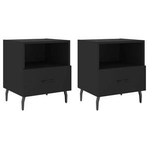 Comodini 2 pz Neri 40x35x47,5 cm in Legno Multistrato