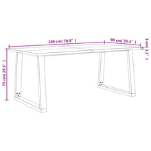 Carica l&#39;immagine nel visualizzatore di Gallery, Tavolo da Pranzo Bordi Vivi 180x90x75 cm Legno Massello Acacia
