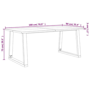 Tavolo da Pranzo Bordi Vivi 180x90x75 cm Legno Massello Acacia