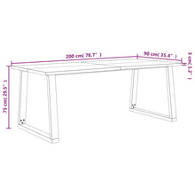 Carica l&#39;immagine nel visualizzatore di Gallery, Tavolo da Pranzo Bordi Vivi 200x90x75 cm Legno Massello Acacia