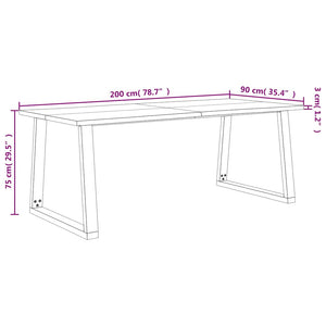 Tavolo da Pranzo Bordi Vivi 200x90x75 cm Legno Massello Acacia