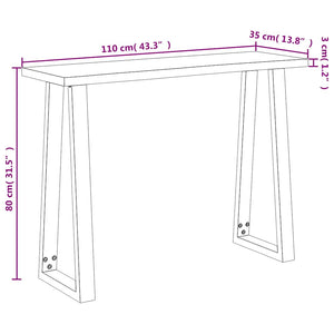 Mobiletto Consolle Bordi Vivi 110x35x80 cm Legno Massello Acacia