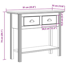 Laden Sie das Bild in den Galerie-Viewer, Tavolo Consolle BODO 91x35x74 cm Legno Massello Pino Bianco