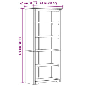 Libreria BODO 5 Ripiani 82x40x173cm Legno Massello Pino Marrone