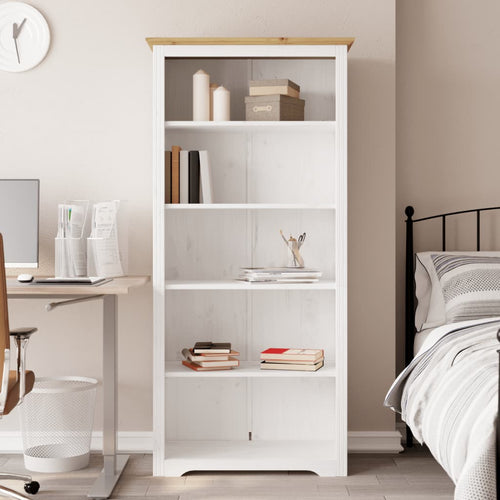 Libreria BODO 5 Ripiani 82x40x173cm Legno Massello Pino Marrone