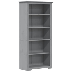 Libreria BODO 5 Ripiani 82x40x173 cm Legno Massello Pino Grigia