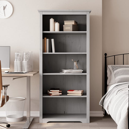 Libreria BODO 5 Ripiani 82x40x173 cm Legno Massello Pino Grigia