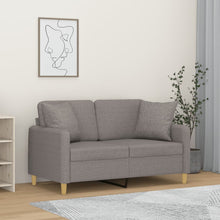 Load image into Gallery viewer, Divano 2 Posti con 2 Cuscini Decorativi Grigio Chiaro 120 cm in Tessuto