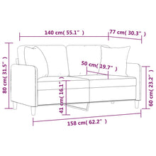 Carica l&#39;immagine nel visualizzatore di Gallery, Divano a 2 Posti con 2 Cuscini Decorativi Grigio Scuro 140 cm in Tessuto