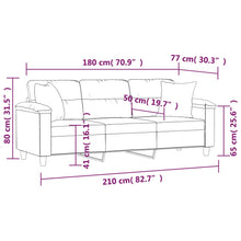 Load image into Gallery viewer, Divano 3 Posti con 2 Cuscini Decorativi Grigio Scuro 180 cm in Microfibra
