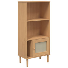Carica l&#39;immagine nel visualizzatore di Gallery, Libreria con 1 anta Rattan Marrone 60x35x130 cm Legno Pino