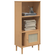 Carica l&#39;immagine nel visualizzatore di Gallery, Libreria con 1 anta Rattan Marrone 60x35x130 cm Legno Pino
