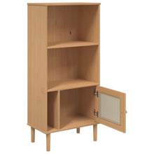 Carica l&#39;immagine nel visualizzatore di Gallery, Libreria con 1 anta Rattan Marrone 60x35x130 cm Legno Pino