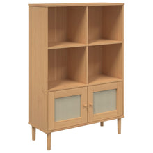 Carica l&#39;immagine nel visualizzatore di Gallery, Libreria con 2 ante Rattan Marrone 90x35x130 cm Legno Pino