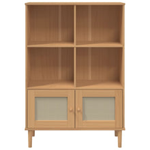 Carica l&#39;immagine nel visualizzatore di Gallery, Libreria con 2 ante Rattan Marrone 90x35x130 cm Legno Pino