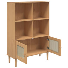 Carica l&#39;immagine nel visualizzatore di Gallery, Libreria con 2 ante Rattan Marrone 90x35x130 cm Legno Pino