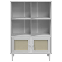 Carica l&#39;immagine nel visualizzatore di Gallery, Libreria con 2 ante Rattan Bianco 90x35x130 cm Massello Pino