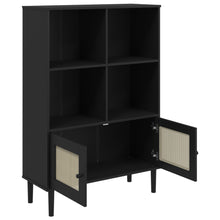 Carica l&#39;immagine nel visualizzatore di Gallery, Libreria con 2 ante Rattan Nero 90x35x130 cm Legno Pino