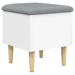 Pouf Portaoggetti Bianco e Grigio 42x42x46 cm in Legno Multistrato