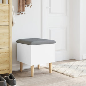 Pouf Portaoggetti Bianco e Grigio 42x42x46 cm in Legno Multistrato
