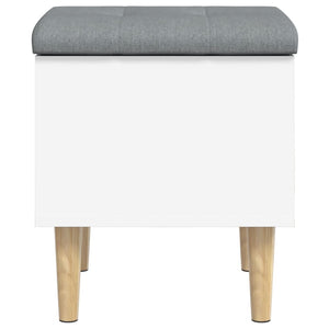 Pouf Portaoggetti Bianco e Grigio 42x42x46 cm in Legno Multistrato
