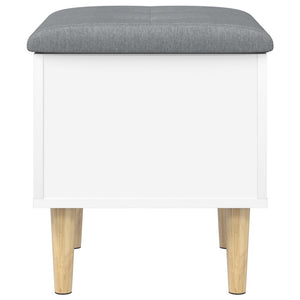 Pouf Portaoggetti Bianco e Grigio 42x42x46 cm in Legno Multistrato