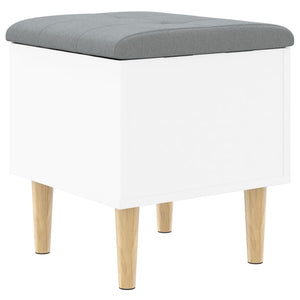 Pouf Portaoggetti Bianco e Grigio 42x42x46 cm in Legno Multistrato