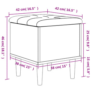 Pouf Portaoggetti Bianco e Grigio 42x42x46 cm in Legno Multistrato