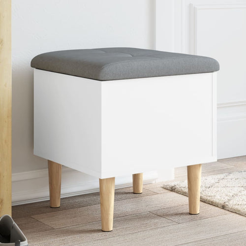 Pouf Portaoggetti Bianco e Grigio 42x42x46 cm in Legno Multistrato