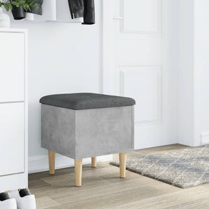Pouf Portaoggetti Grigio Cemento 42x42x46 cm Legno Multistrato