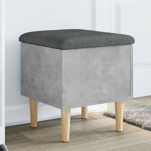 Pouf Portaoggetti Grigio Cemento 42x42x46 cm Legno Multistrato