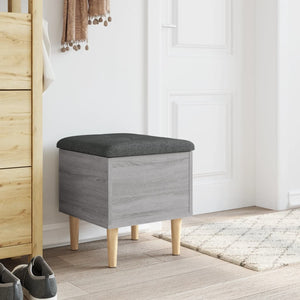 Pouf Portaoggetti Grigio Sonoma 42x42x46 cm in Legno Multistrato