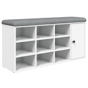 Panca Pouf Portascarpe 1 antina Bianca 102x32x50 cm in Legno Multistrato