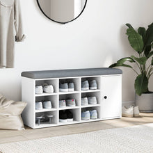 Load image into Gallery viewer, Panca Pouf Portascarpe 1 antina Bianca 102x32x50 cm in Legno Multistrato