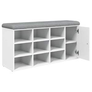 Panca Pouf Portascarpe 1 antina Bianca 102x32x50 cm in Legno Multistrato